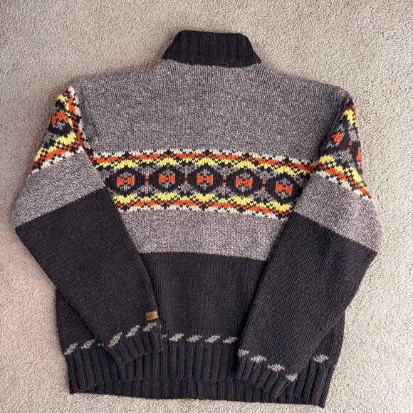 Ruff Hewn Vtg Cardigan Sweater‎ Mens L 70s Hippie Cowboy Zip Mock Neck - Picture 6 of 7